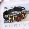 AliExpress Mais Vendido Pulseira de Couro Legítimo com Fivela de Aço Inoxidável com Contas Comprimento Ajustável Vintage Feito à Mão