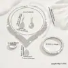 Joyería de Moda Europea y Americana Más Vendida Collar Pendientes Pulsera Anillo Joyería Lujosa Pedrería Novia Conjunto Combinado Cadena
