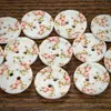 Botões Redondos Brancos Vintage Florais Frescos Pintados com Dois Furos de Borda Fina para Casacos de Lã Estilo Floresta de Inverno