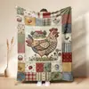 Manta de siesta de franela con estampado de collage de gallo de granja vintage TEMU transfronteriza, manta decorativa para sofá de animal lindo