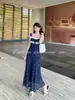 Xiu Xixi 2026 Primavera Novo Estilo Francês Retrô Renda Floral Suspensório Estilo Férias Vestido Longo 88562