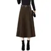 Falda midi plisada de lana mezclada de cintura alta, corte ajustado, estilo retro elegante, con dobladillo ancho, para mujer, Nuevo Estilo Otoño/Invierno 2026