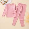 Traje de Ropa Interior Térmica para Niños de Lana Seda Ropa de Otoño de Cuello Medio para Niños y Niñas