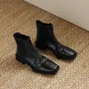 Estilo Novo 2025 Couro de Cabra de Primeira Camada Salto Espesso de 4cm, Botas Slim de Uma Perna da Moda e Versáteis, Botas Femininas de Luxo Acessível, Peça Única Dropshipping