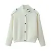 Fabricante Mayorista de Ropa para Mujer Transfronteriza 2026 Nuevo Cárdigan Chaqueta de Punto de Cuello Alto Decorado con Botones Estilo Europeo y Americano
