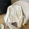 Estilo Coreano Primavera e Outono Novo Suéter com Pedrarias Indústria Pesada Cardigan de Tricô Jaqueta Estilo Chanel Feminino Solto Versátil Elegante Top