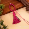 Llavero Integrado de Hilo de Algodón Retorcido a Mano Estilo Xizang con Borla Hecha a Mano Colgante DIY Accesorio para Bolso