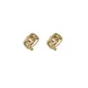 Corea del Sur Pendientes de Oro Plata de Ley para Mujer Elegantes Sencillos Tachuelas Estilo Frío Aro para Oreja Hebilla Pendientes Vintage Lujo Ligero