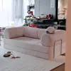 Sofá-Cama Retro Dobrável, Conjunto de Sofá Comprimido Simples, Sofá Preguiçoso de Tecido Integrado de Dupla Finalidade para Sala de Estar