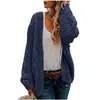 Cardigan de Punto Grueso Trenzado para Mujer Otoño Invierno 2026 de Longitud Media Color Sólido Casual Holgado Ropa Exterior Cardigan