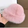 Sombrero de Pescador de Felpa Peluda de Imitación Zorro Invierno Engrosado a Prueba de Frío Sombrero de Cuenca Cálido con Protección para las Orejas de Imitación de Cuero Fresco