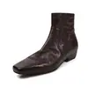 Botines Chelsea de Piel de Cordero Lavada Talla Grande 40-42 Otoño/Invierno 2026 Tacón Bajo Grueso Punta Cuadrada Todo Piel Genuina Botines Cortos para Viajar al Trabajo Mujer