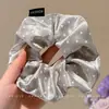 Scrunchie de rede colorido e oversized com alta elasticidade e alto apelo estético, acessório de cabelo multicamadas estilo francês