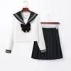 Fábrica en nombre del paquete posventa collar negro blanco tres uniforme jk traje de marinero jk escuela para traje jk falda jk falda plisada