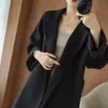 Abrigo de lana de doble cara estilo coreano transfronterizo para mujer, otoño e invierno, por encima de la rodilla, holgado, largo, talla grande, con bolsillos, abrigo de lana