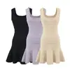 Vestido tipo camisola de punto morado, puramente sexy y seductor para mujer, único y hermoso, con cintura ceñida y falda corta de línea A para verano.
