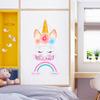 Fanxi Nova Tinta Jato Desenho Animado Arco-Íris Unicórnio Fundo de Quarto Adesivo Decorativo Adesivo de Porta Removível FX42001