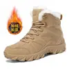 Botas de Nieve, Botas de Senderismo para Exteriores, Botas de Combate para Hombre, Botas Militares de Talla Grande Transfronterizas, Botas de Campo de Caña Alta Cálidas de Terciopelo para Hombre
