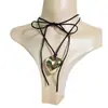 Joyería Transfronteriza Europea y Americana Cadena de Terciopelo para Clavícula Colgante Grande de Corazón Collar de Hilo de Cera Ajustable Deslizante