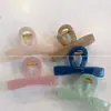 Nova Presilha de Cabelo Colorida de Gelatina com Laço Luofu Meng, Presilha da Nuca Fashion, Acessórios de Cabelo Elegantes para Mulheres