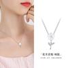 Collar de Plata Esterlina S925 Estilo Fujian y Guangdong Personalizado con Rama de Flores para Mujer, Diseño Creativo de Moda Cadena Clavicular con Flor de Ciruelo de Nácar