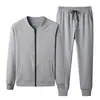 Traje deportivo de moda de primavera para hombre, sudadera con capucha y pantalones deportivos, conjunto de dos piezas para correr y uso casual, gris