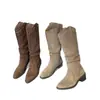 Botas de Mujer Botas Largas 2026 Estilo Nuevo Botas Adelgazantes Botas Largas Moldeadoras de Pierna Color Marrón Combinan Bien con Faldas Estilo Wasteland Botas de Plataforma