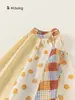 Ropa Infantil Bangxuan Vestido para Niñas Vestido Halter Infantil de Bloques de Color Retro Verano Nuevo Cuadros Puntos Vestido de Corte A para Niños Pequeños