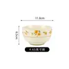 Tazón de Cerámica ShunxiangTianye para Uso Doméstico, Tazón de Arroz Color Crema Estilo Ins, Juego de Tazones y Platos Saludables, Juego de Tazones y Platos con Esmalte Bajo Temperatura
