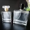 Botella de perfume portátil con atomizador de bayoneta de 50 ml, de alta gama, para mujer, de vidrio, con fondo grueso y pulido, vacía.