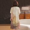 Vestido de Verão da Mamãe 2025 Novo Vestido com Elegante Nobre, Saia de Chiffon de Verão para Mulheres de Meia-Idade e Idosas, Novo Estilo Chinês