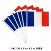 Bandera Francesa de Mano 14x21cm Bandera Francesa de Poliéster con Palo para Festivales Suministro Transfronterizo Bandera Francesa