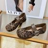 Diseño Retro Versátil Estampado de Leopardo Zapatos de Salón 2025 Nuevo Estilo Primavera y Otoño Diarios Suela Suave Zapatos Mary Jane Uso Bidireccional Zapatos Planos