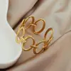 Pulsera Abierta de Acero Inoxidable con Diseño Único de Ondas de Agua, Empalme Geométrico Irregular, Moda Estilo Lava Europea y Americana Transfronteriza