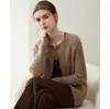 Suéter 100% cachemira pura para mujer, cuello redondo, tejido de trenzas, cárdigan grueso, jersey, capa base, corte holgado, abrigo de estilo nuevo