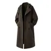 Novo casaco de lã com capuz de abotoamento duplo para outono e inverno para homens, sobretudo de comprimento médio, casaco casual fashion plus size