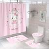 Popular Serie Transfronteriza de Hellokity Impresión Digital Poliéster Impermeable y a Prueba de Moho Cortina de Ducha Juego de Cuatro Piezas Venta Directa de Fábrica