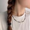 Estética OrientalNegro Dorado Chenlong Collar Chino Nuevo Estilo Nacional Negro Espinoso Plata Rota Cadena de Clavícula Hecha a Mano con Cuentas