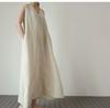 Vestido tipo chaleco de lino y seda con escote en V para mujer, estilo japonés y coreano, de verano, color liso, Mori