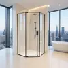Banheiro de Apartamento Pequeno com Separação Úmida e Seca, Box de Banho de Vidro Temperado com Porta de Correr, Divisória de Banheiro