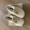 Primer Encuentro Temporada Camelia Francesa Zapatos Peludos Cómodos sin Cordones para Mujer Otoño/Invierno Mocasines con Forro de Terciopelo Suela Suave Zapatos para Conducir