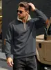 Sudadera Casual Cálida de Manga Larga para Hombre con Cremallera Media, Cuello Alto, Retazos Bordados, Estilo Retro Europeo y Americano, Otoño e Invierno, Amazon Transfronterizo