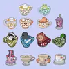 Serie Taza de Té Lindo Set Accesorios para Ropa Mochila Decoración para el Pecho Pines de Solapa Insignia de Metal Versátil