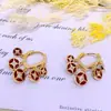 Brincos de Zircônia Super Brilhantes Atrai-Dinheiro Moeda dos Cinco Imperadores para Mulheres, Presilhas de Orelha Versáteis e Simples, Brincos Retrô da Moda Estilo Chinês