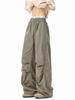 Pantalones cargo paracaidista plisados estilo americano para hombre y mujer, marca de moda de primavera, diseño holgado, pantalones cimitarra de pierna ancha, pantalones casuales de secado rápido