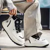 Zapatos Deportivos Casuales de Caña Alta con Hebilla Giratoria Sin Cordones, Novedad Otoño e Invierno para Hombre, Tallas Grandes, Suela Gruesa, Tendencia Callejera, Zapatos para Hombre
