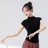 Traje de Prática de Dança Clássica para Mulheres, Novo Estilo, Blusa Básica Gola Meia-Alta Manga Curta, Design Elegante, Caimento Ajustado, Valoriza a Figura, Roupa de Performance