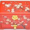 Caja de joyería de laca de Pingyao, caja de regalo de boda retro de madera, caja de maquillaje de novia, artesanía roja del patrimonio cultural inmaterial chino.