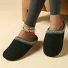 Pantuflas de Algodón con Terciopelo y Acolchado para Otoño e Invierno Baotou Hogar Interior Doméstico Cálido Hogar Antideslizantes Zapatos de Lana y Algodón para Mujer