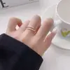 Anel Fashion de Camada Dupla com Zircônia, Design Moderno, Toque Único e Sofisticado, Anel Aberto Exquisito e que Não Desbota